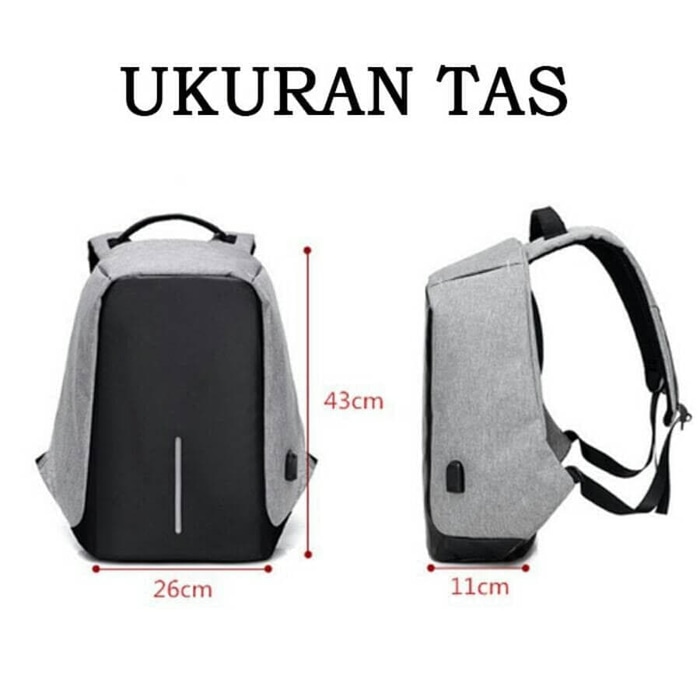 Tas Anti Maling / Theft Dilengkapi Port USB Powerbank - Gambar 2