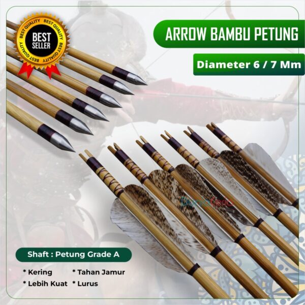 Anak Panah Arrow Bambu Petung 6mm 7mm Grade A