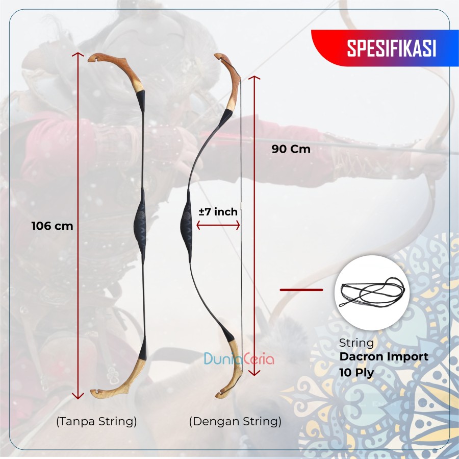 Busur Panah Ceria Turkish Horsebow Short Horse Bow - Gambar 3