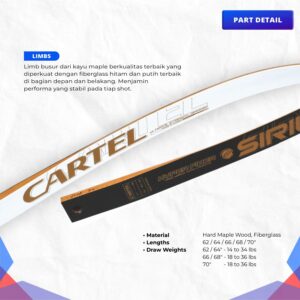 Alternative view of Busur Panah Cartel Sirius Plus Standard Wooden Recurve Bow